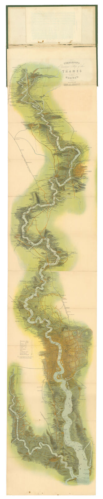 Tombleson's Panoramic Map of the Thames & Medway—source to the Nore—Bacon c1937