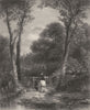 LANDSCAPES. The way to church c1870 old antique vintage print picture