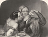 FAMILY. Cup-Tossing c1870 old antique vintage print picture