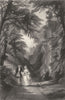ROMANCE. The Noon-day walk c1870 old antique vintage print picture