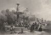 SPAIN. The fountain at Madrid-Roberts c1870 old antique vintage print picture