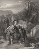 PORTRAITS. Crossing the ford c1870 old antique vintage print picture