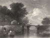 LANDSCAPES. The Wooden Bridge c1870 old antique vintage print picture