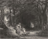 FAMILY. The stepping-stones c1870 old antique vintage print picture