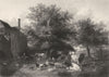 FARMING. The farm-yard c1870 old antique vintage print picture