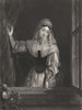 PRETTY LADIES. The casement c1870 old antique vintage print picture
