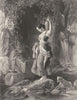 PRETTY LADIES. Nymph of Waterfall c1870 old antique vintage print picture