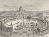 ROME. The Colonnades of St Peter 1872 old antique vintage print picture