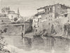 ROME. Loggia of Farnese, from bank Tiber 1872 old antique print picture