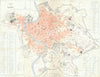 ITALY. Colour Town City plan of Rome - LARGE 1872 old antique map chart