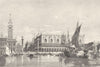 VENICE. Ducal Palace from Lagoon 1880 old antique vintage print picture