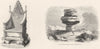 CORNWALL. Cheesewring; CORONATION CHAIR. Stone Scone 1845 old antique print