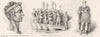 JULIUS CAESAR. & Roman general, standard-bearers 1845 old antique print