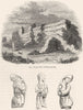 KENT. North Wall of Richborough; Bronze, found  1845 old antique print picture