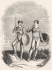 DENMARK. Arms & costume of Baltic Tribes 1845 old antique print picture
