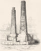CHESHIRE. Crosses at Sandbach 1845 old antique vintage print picture