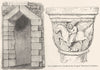 #. Westminster palace door; Canterbury Cathedral 1845 old antique print