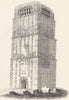 NORTHANTS. Tower of Earl's Barton Church 1845 old antique print picture