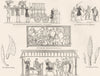 BAYEUX TAPESTRY. Scenes from; Saxon weapons 1845 old antique print picture
