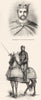 KINGS. Richard I-Tomb, Fontevrault; Norman Crusader 1845 old antique print