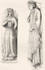 RICHARD I. Effigy ; Queen Berengaria 1845 old antique vintage print picture