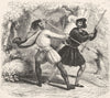ROGUES. Robin Hood & Tanner-Quarter-staff 1845 old antique print picture