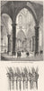 LONDON. Temple Church, entry; Porch  1845 old antique vintage print picture