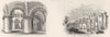 CAMBS. Round Church, Cambridge; St John's Hospital 1845 old antique print