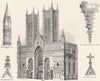 LINCOLN CATHEDRAL. Turret, Gable Cross, Bracket 1845 old antique print picture