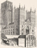 DURHAM. NW Cathedral 1845 old antique vintage print picture