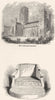 DURHAM. Cathedral; Stone chair, Chapter House  1845 old antique print picture