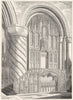 DURHAM. Bishop's Throne, Cathedral 1845 old antique vintage print picture