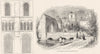 HERTS. Transept, St Albans; Waltham Abbey, NW 1845 old antique print picture