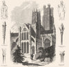 CAMBS. Ely Cathedral; Athelstane, Alwin, Capital 1845 old antique print
