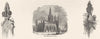 OXON. Poppy-head, Oxford; Christ Church; - 1845 old antique print picture