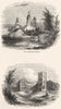 YORKS. Byland Abbey ; Fountains Abbey 1845 old antique vintage print picture