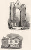 NORFOLK. Walsingham Abbey; Bermondsey convent 1845 old antique print picture