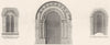 NORMAN WINDOWS. Caston, Northants, St Cross; Romsey 1845 old antique print