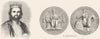 GLOS. Edward II Tomb, Gloucester; Seal of 1845 old antique print picture