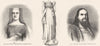PORTRAITS. Queen Philippa, Edward II, III 1845 old antique print picture