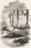 WALES. Leaning Tower of Caerphilly 1845 old antique vintage print picture