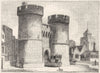 KENT. West Gate & Holy Cross Church, Canterbury 1845 old antique print picture