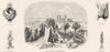 YORKS. Boss; Finial; York, Ramparts; ;  1845 old antique vintage print picture