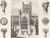 BATH ABBEY. Church; Capital, Wells; Boss; Bracket;  1845 old antique print