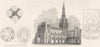 CHICHESTER. Cathedral, rosettes, carving 1845 old antique print picture