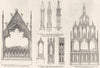 TOMBS. Aymer Valence, Westm'r; Despencer, Tewkesbury 1845 old antique print