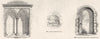 PISCINA. Salisbury Cathedral; Bapchild, Kent 1845 old antique print picture