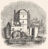 OXON. Tower which ex stood, bridge, Oxford 1845 old antique print picture