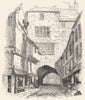 NORTHUMBS. Black Gate, Newcastle 1845 old antique vintage print picture