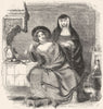 CLERGY. Prioress & wife of bath 1845 old antique vintage print picture